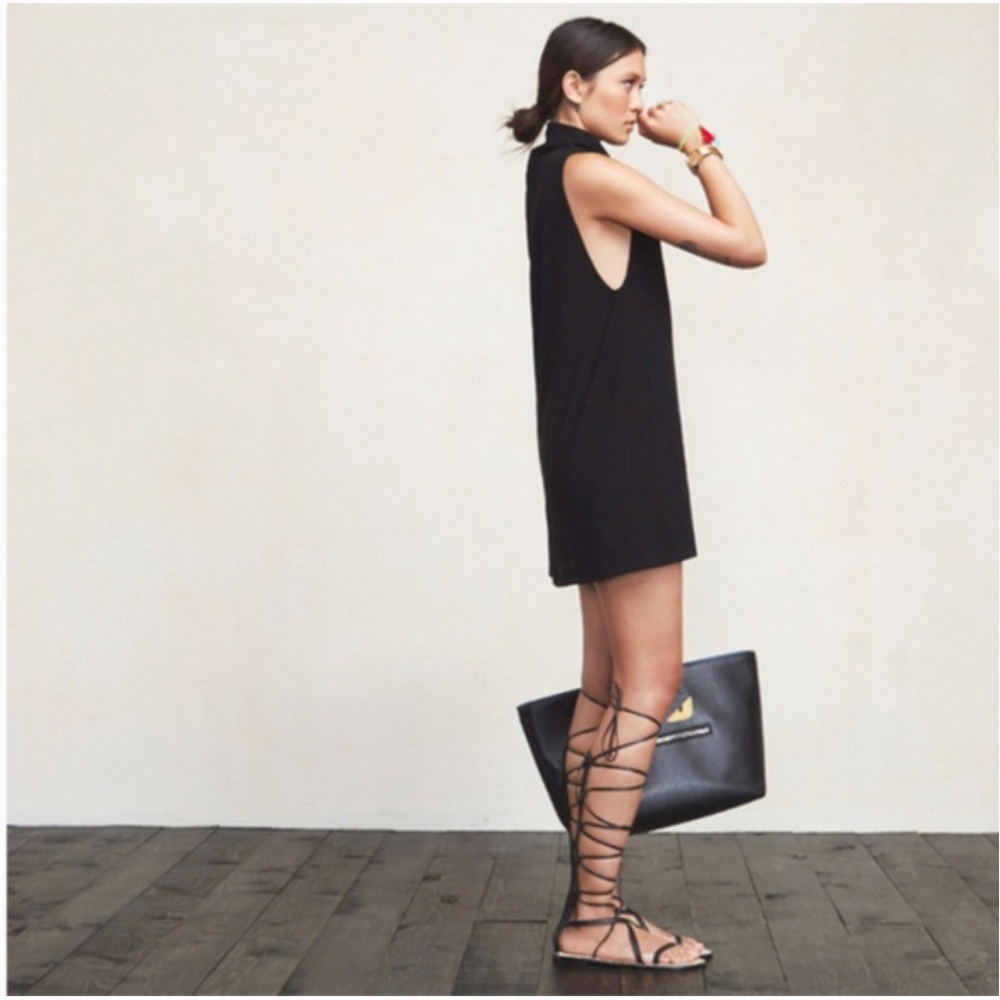Reformation Black Sleeveless Turtleneck Dress